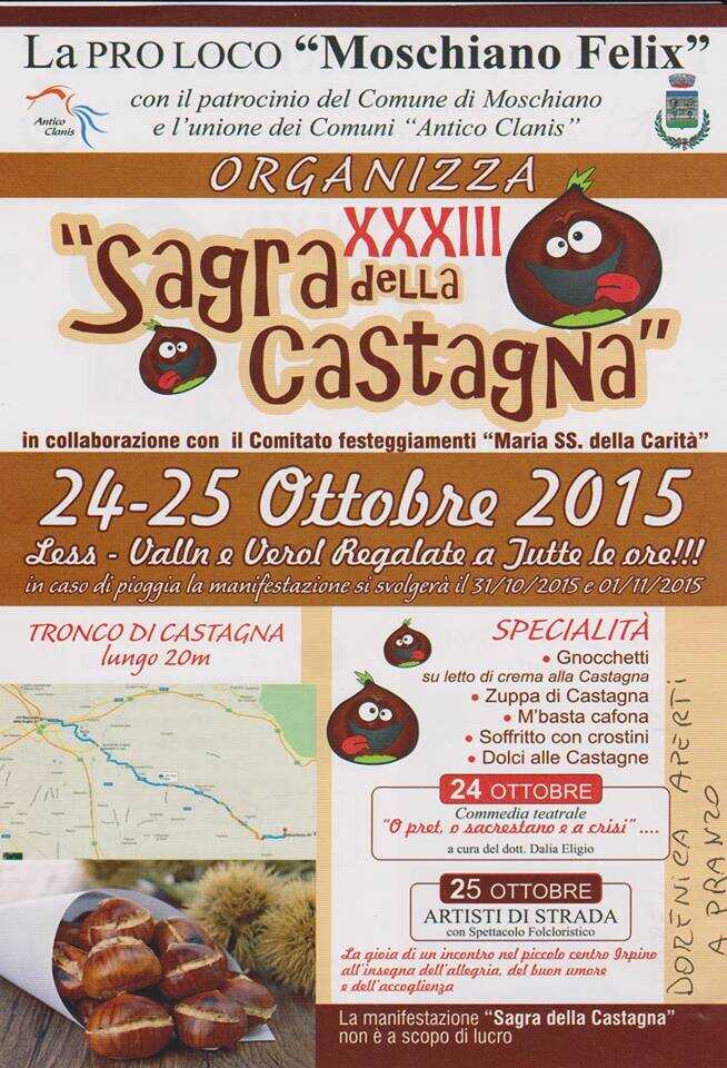 Moschiano, il 24 e il 25 ottobre XXXIII edizione della “Sagra della castagna”