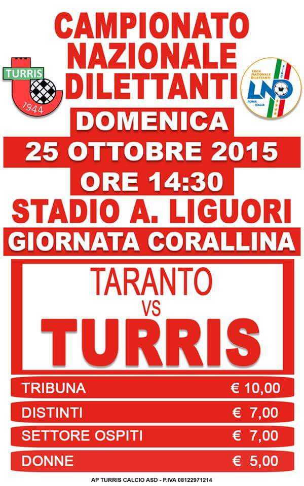 Turi, con il Taranto sarà “Giornata Corallina” Turi, con il Taranto sarà “Giornata Corallina”