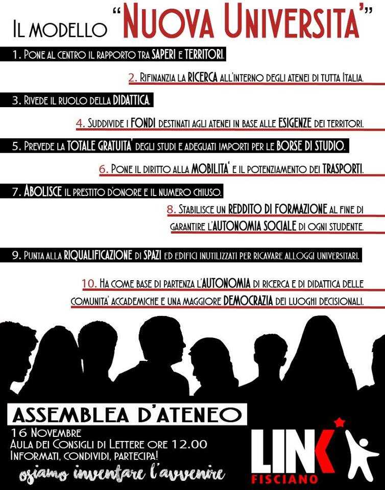 Unisa. Lunedì 16 novembre Riconversione – Assemblea d’Ateneo