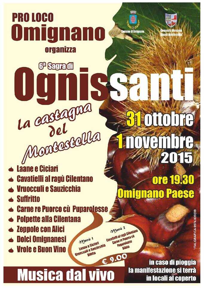 Omignano. Questo weekend VI edizione della “Sagra di Ognissanti”