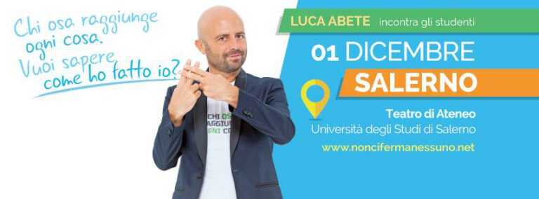 Unisa. Luca Abete ritorna a Fisciano con il tour “Non ci ferma nessuno”