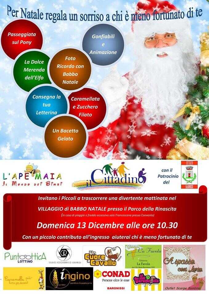 Baronissi. Domenica 13 dicembre “Il villaggio di Babbo Natale”