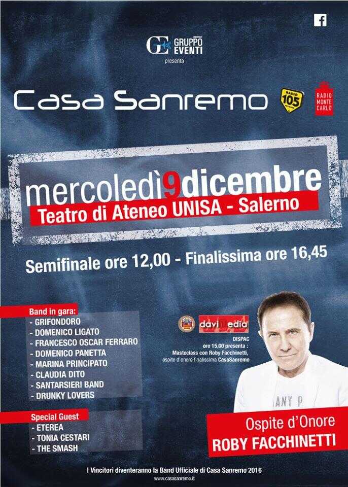 Unisa. Casa Sanremo e Roby Facchinetti all’Ateneo salernitano