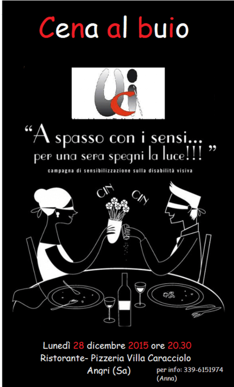 Angri. Una cena al buio organizzata dall’Unione Italiana Ciechi