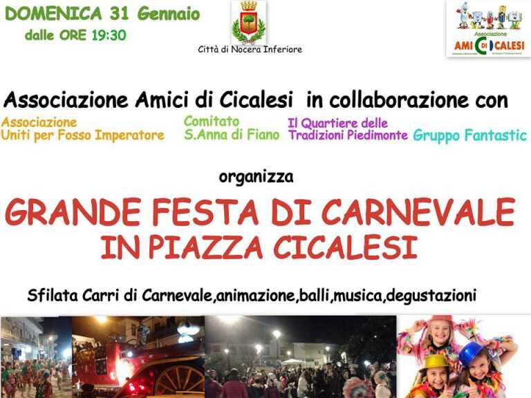 Nocera Inferiore. Domenica festa di Carnevale a Cicalesi