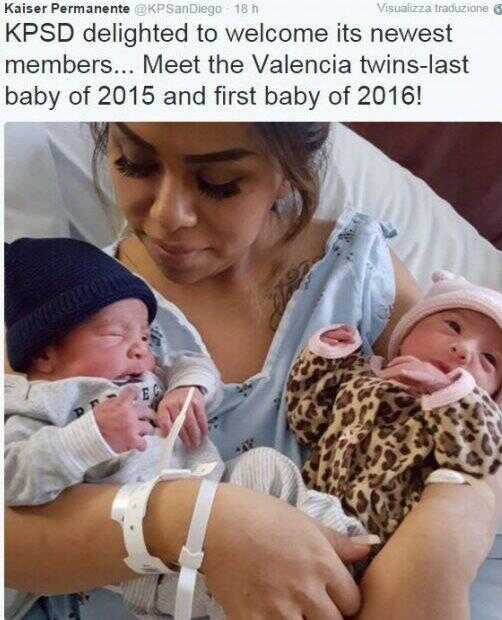 Ragazza partorisce due gemelli nati in anni differenti