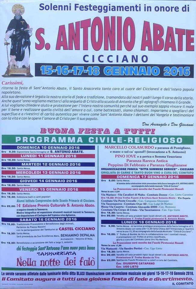 Cicciano. Solenni festeggiamenti in onore di Sant’Antonio Abate