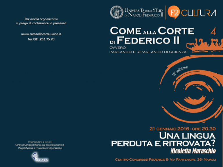 Unina. Quarta conferenza “Una lingua perduta e ritrovata?”