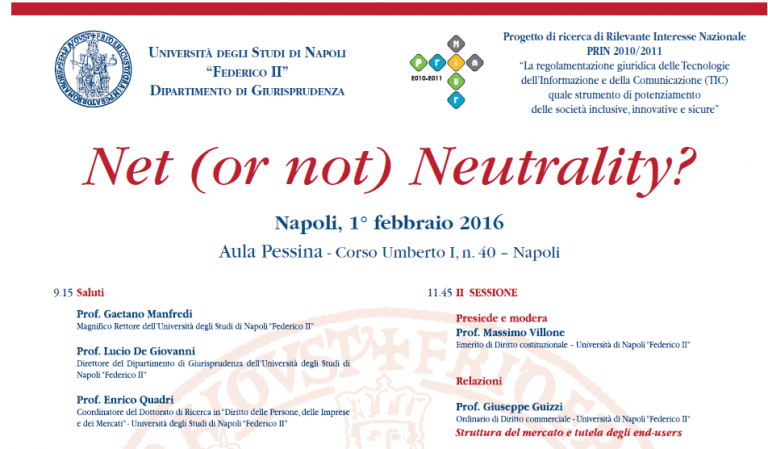 Unina. Domani convegno “Net (or not) Neutrality?”