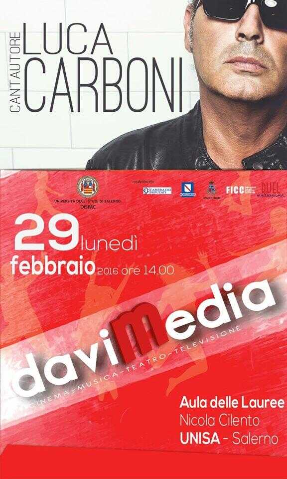 Unisa. Luca Carboni il prossimo ospite di Davimedia Masterclass