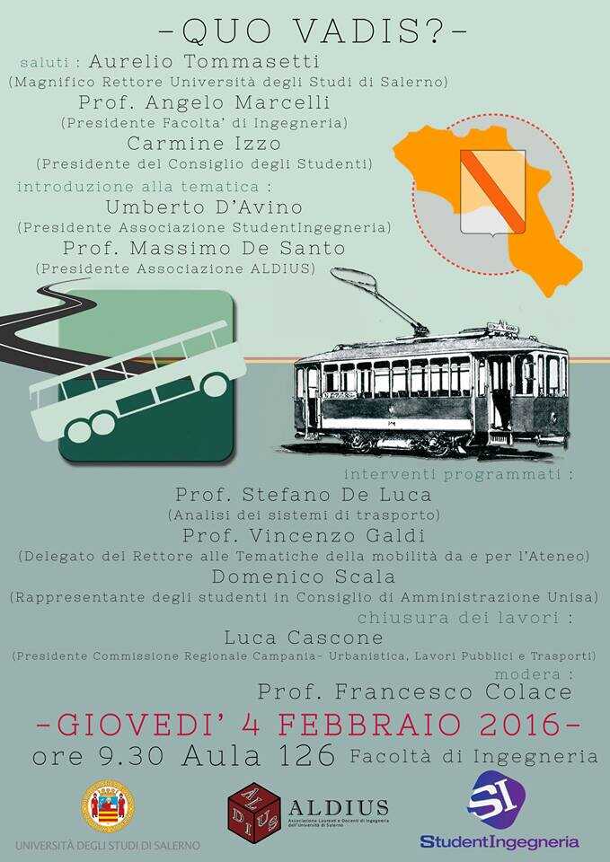 Unisa, mezzi di trasporto gratuiti. Giovedì incontro con Luca Cascone