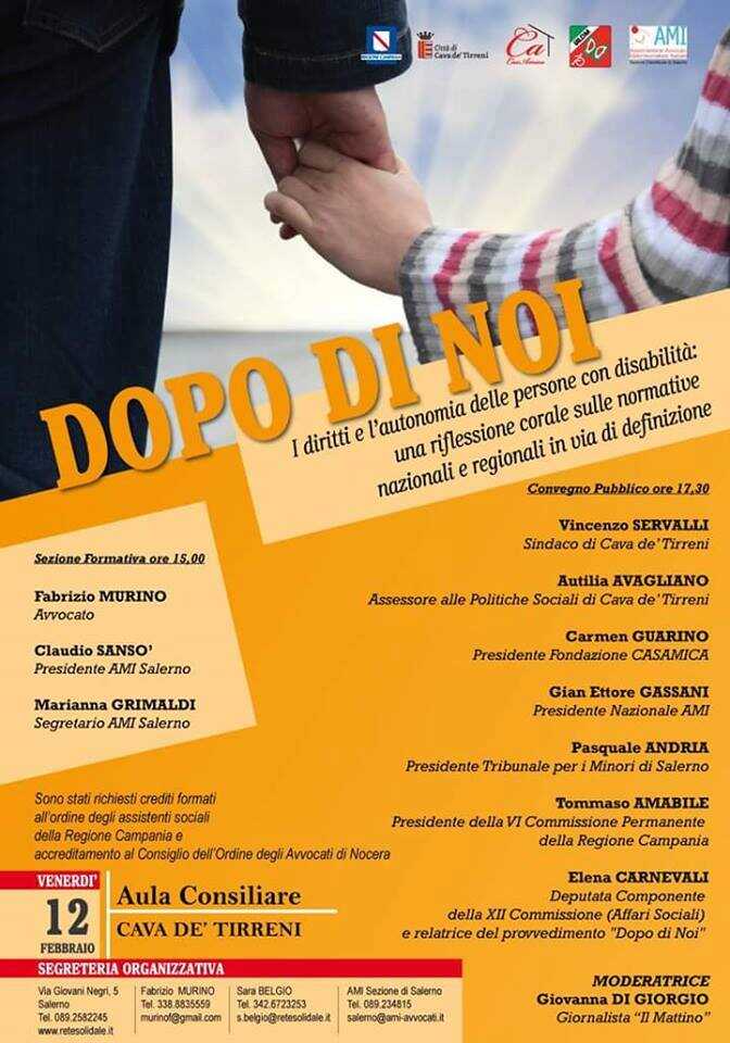 Convegno “Dopo di noi” a Cava de’ Tirreni