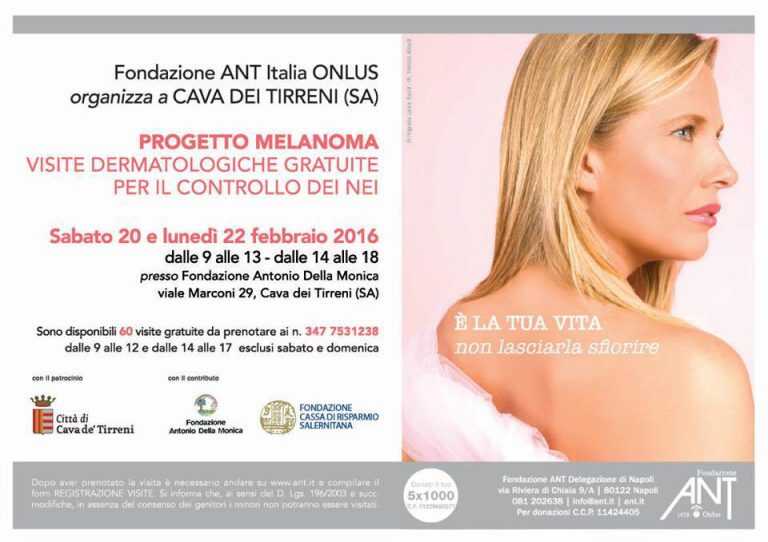 Cava de’ Tirreni. Progetto melanoma con visite gratuite