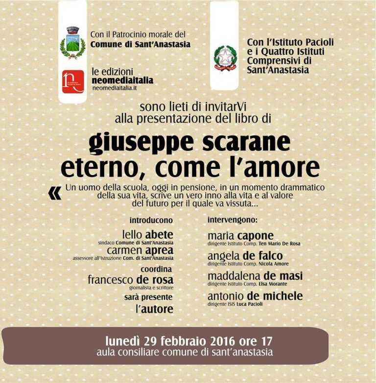 Presentazione del libro “Eterno, come l’amore” di Giuseppe Scarane