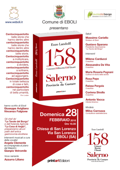 Eboli. Presentazione del libro “158 – Salerno una Provincia da Gustare”