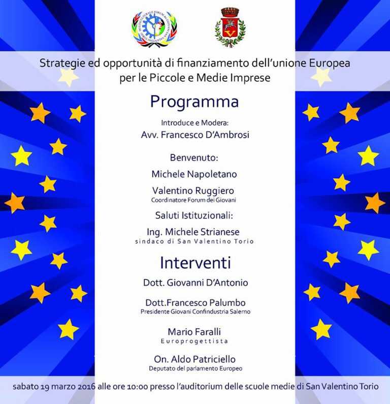 Forum dei Giovani S. Valentino, convegno “Strategie e opportunità di finanziamento imprese”