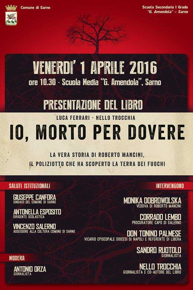 Sarno, presentazione del libro “Io, morto per dovere”