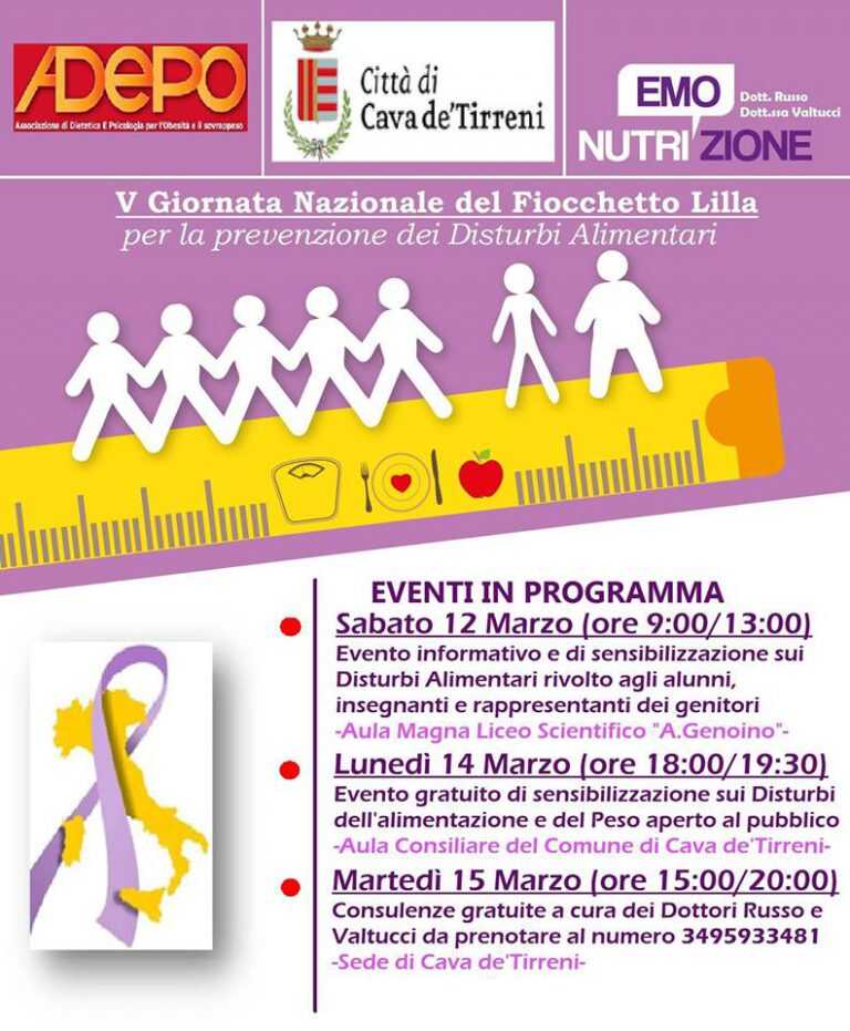 V Giornata Nazionale del Fiocchetto Lilla per la prevenzione dei disturbi alimentari