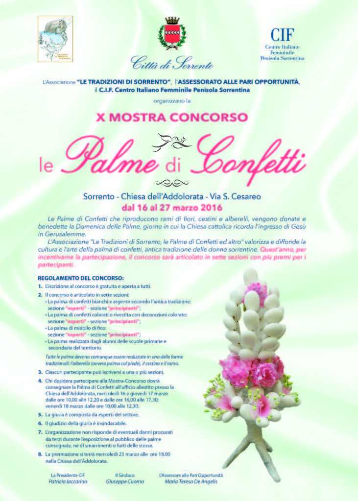 Sorrento. Giunge alla X edizione la “Mostra Concorso le Palme di Confetti”
