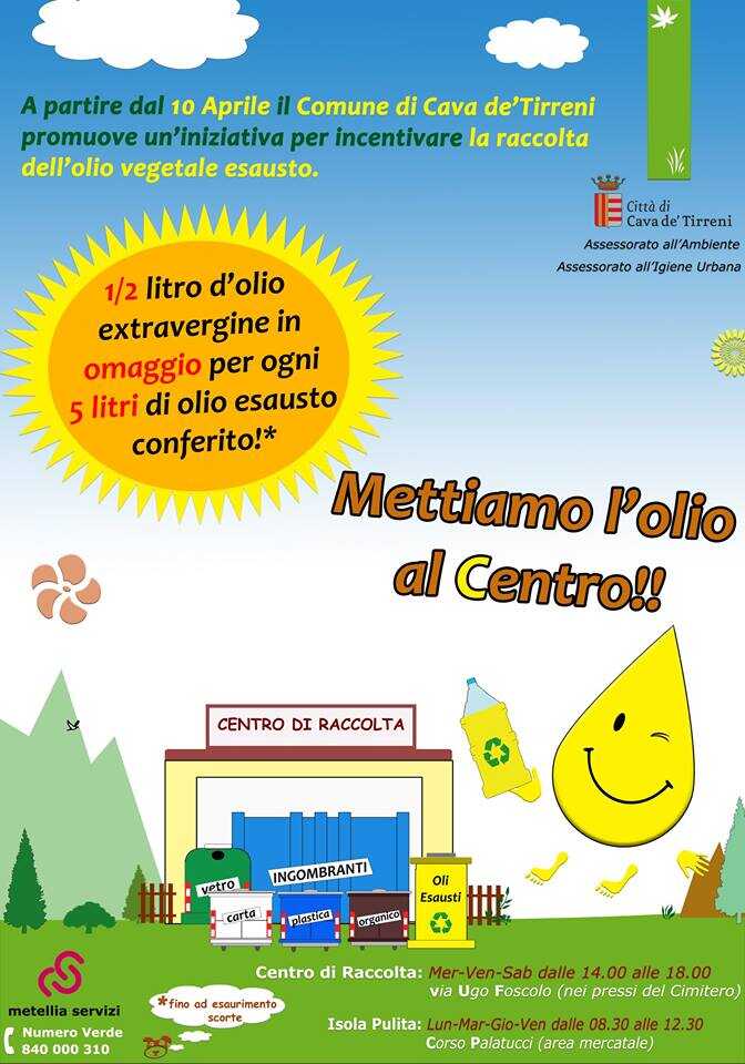 Cava de’ Tirreni, iniziativa “Mettiamo l’olio al centro”