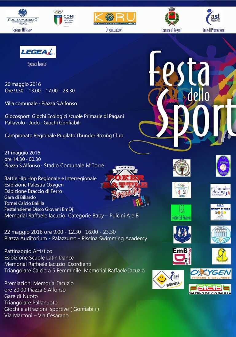 Festa dello Sport 2016, Koru in strada dal 20 al 22 maggio prossimi