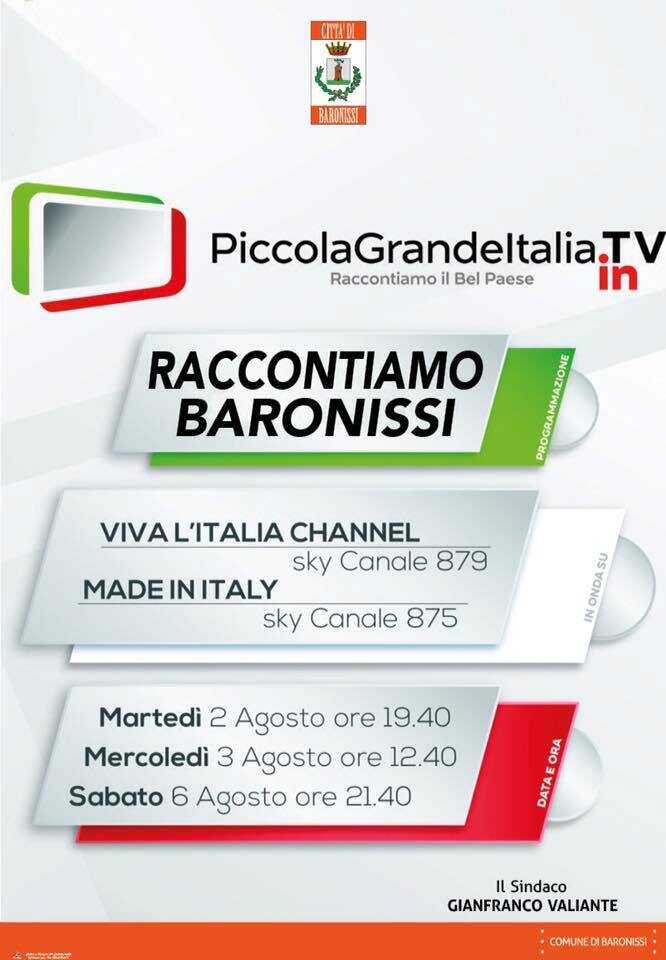 Baronissi in tv: su Sky il racconto del “Bel Paese”