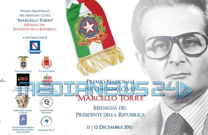 Pagani, torna l’appuntamento con il Premio Nazionale per l’Impegno Civile “Marcello Torre”