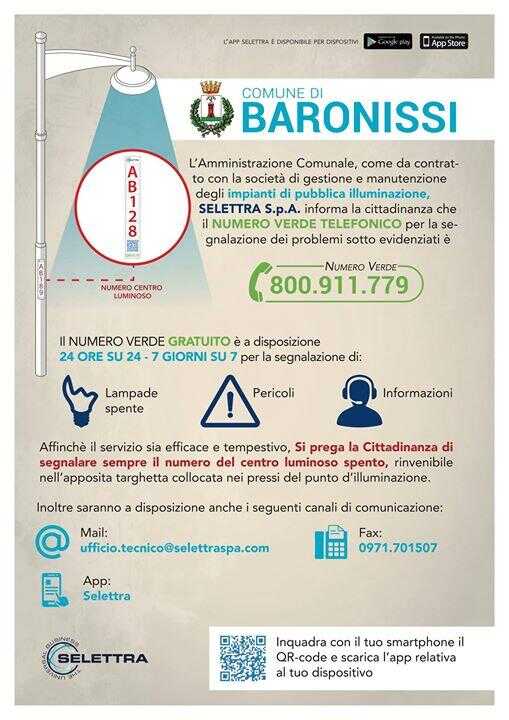 Baronissi: manutenzione della pubblica illuminazione