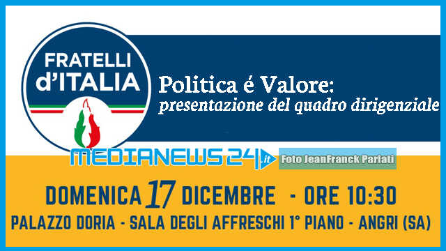 Angri. Domenica la presentazione del nuovo quadro dirigenziale cittadino “FRATELLI D’ITALIA”