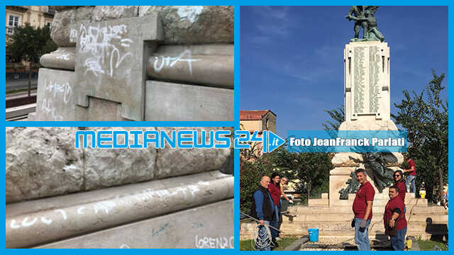 Angri. Imbrattato (per la terza volta) il monumento ai caduti