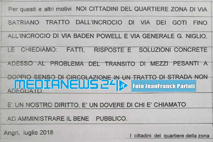 Angri, Petizione popolare per residenti e commercianti inviata al Sindaco