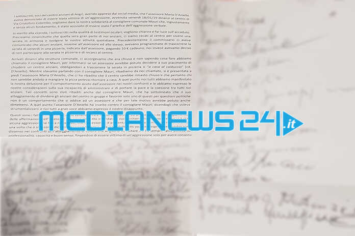 Angri – Centro Anziani, scrivono i soci, “Aggressione verbale ai danni dell’Assessore Maria D’Aniello, tutto inventato”.