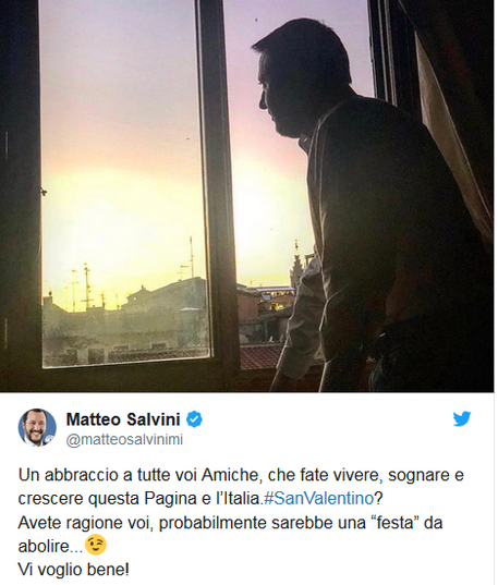 San Valentino triste per Salvini. Gli manca Elisa?