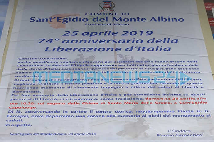 Sant’Egidio Monte Albino – Cerimonia solenne del 25 aprile, si ricorda oggi – Foto gallery