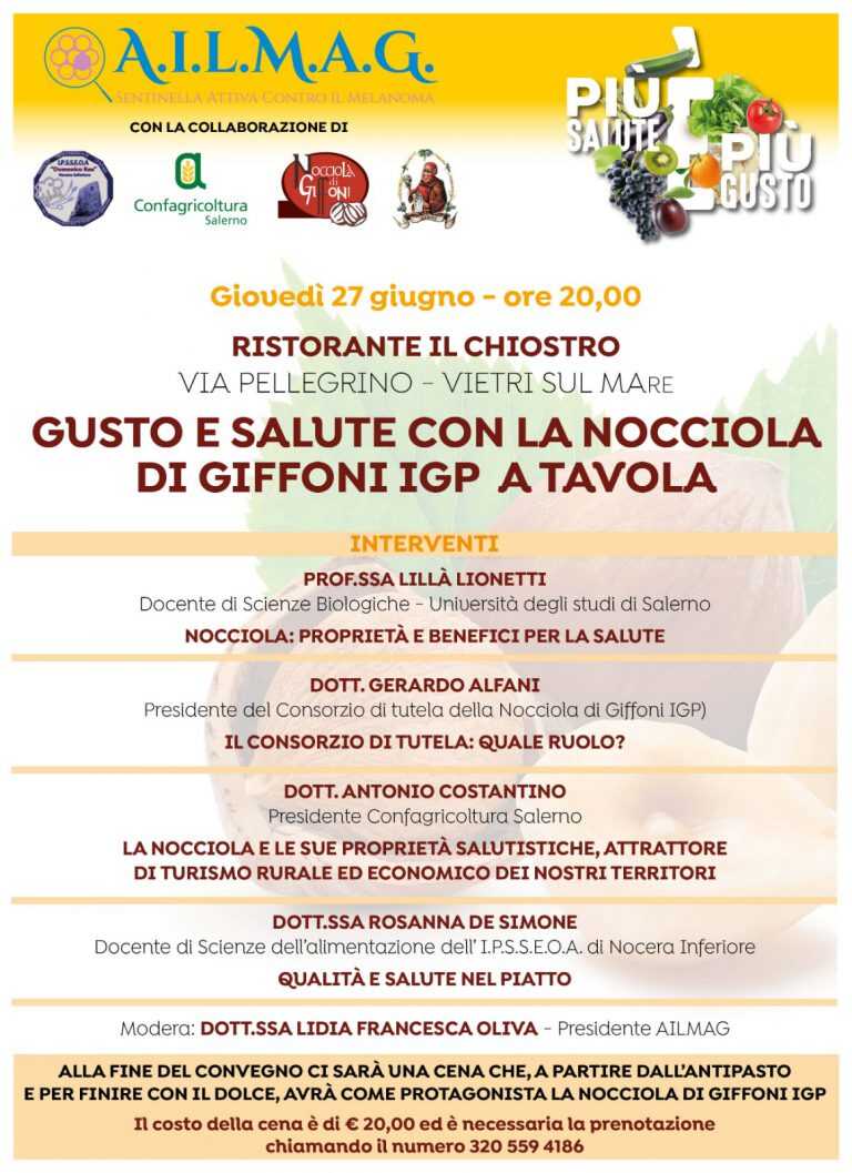Vietri, al Chiostro, convegno sulla nocciola di Giffoni