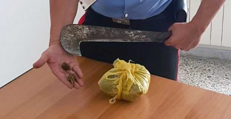 Gragnano: in auto con marijuana e una roncola, carabinieri lo arrestano
