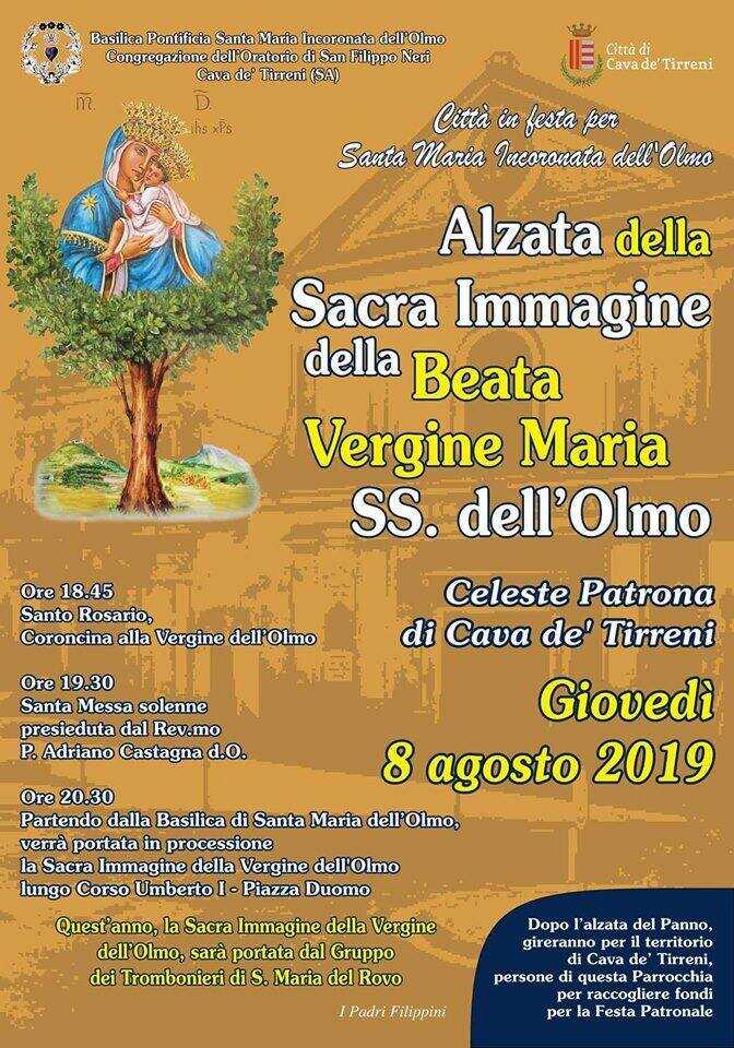 Cava de’ Tirreni, alzata dell’immagine della Santissima dell’Olmo