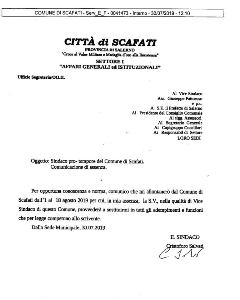 SCAFATI – IL SINDACO “ VILLEGGIANTE “ FA INFURIARE MEZZO PAESE.