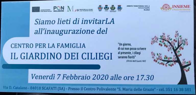 Scafati. Nasce il “Giardino dei ciliegi”, un centro per le famiglie in difficoltà