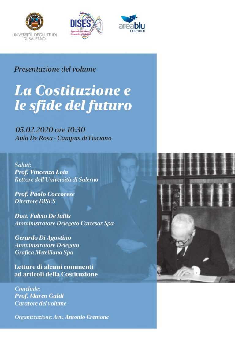 Fisciano. Presentazione de “La Costituzione e le sfide del futuro” di Marco Galdi
