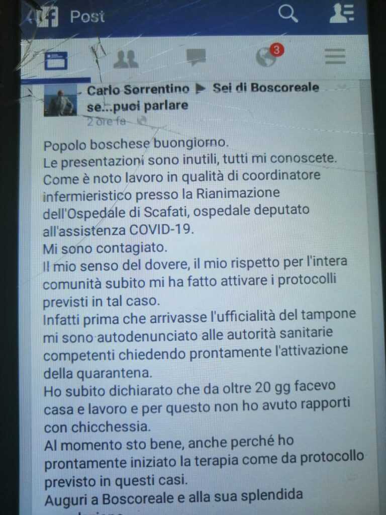 Boscoreale, l’infermiere contagiato: “Non ho incontrato persone”
