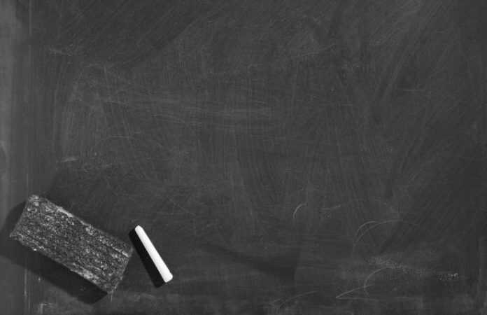 Blackboard with chalk and eraser