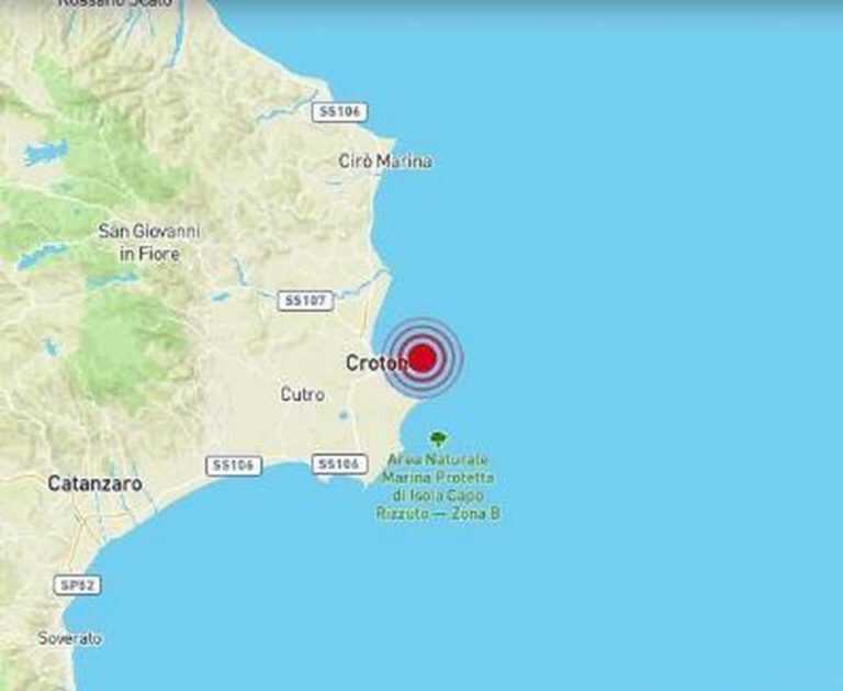 Crotone – Scossa di terremoto registrata alle 5.13 – di magnitudo 3.3
