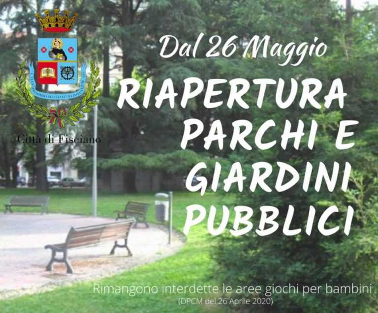 Fisciano. Il sindaco Sessa riapre i parchi e i giardini pubblici