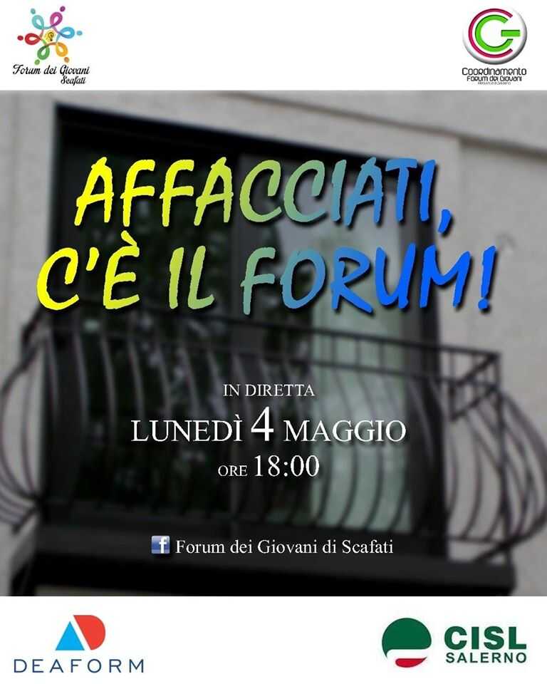 Scafati. Oggi alle 18 “Affacciati, c’è il Forum dei Giovani!”