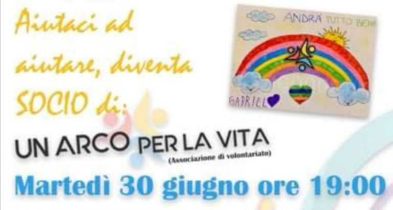 Nocera Inferiore – Un arco per la vita apre il 30 giugno la sua sede a Nocera Inferiore