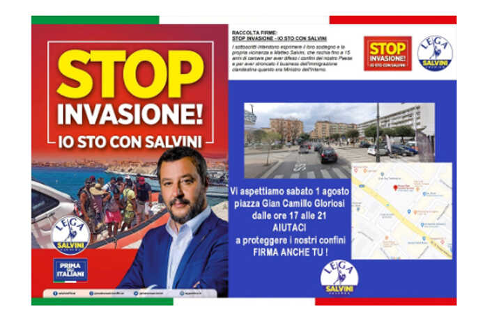 Salerno – “Stop invasione – Io sto con Salvini”, domani gazebo della Lega nel quartiere Torrione