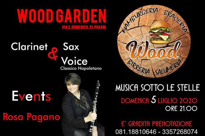 Pagani – Musica sotto le stelle questa sera al “WOOD GARDEN”con Event Clarinet & Sax Voice