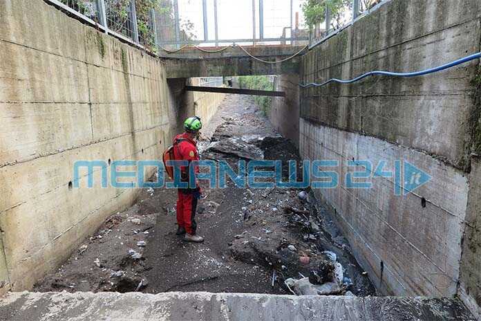 Ispezione alveo tombato a Sarno in campo la CNSAS