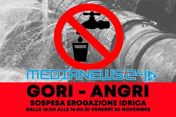 GORI – Angri, sospesa l’erogazione idrica dalle 10:00 alle 16:00 di venerdì 20